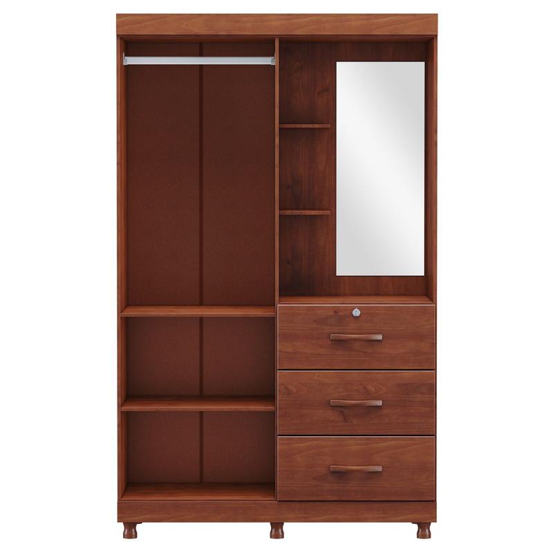 Guarda-Roupa Casal Capela Linha Bronze Imbuia 2 Portas Espelho e 3